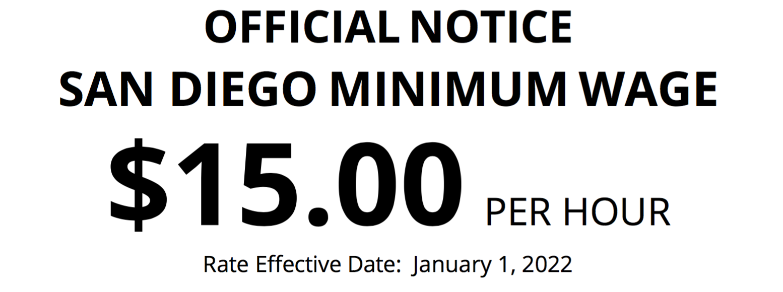 Minimum Wage Increases January 1, 2022 Otay Mesa Chamber of Commerce